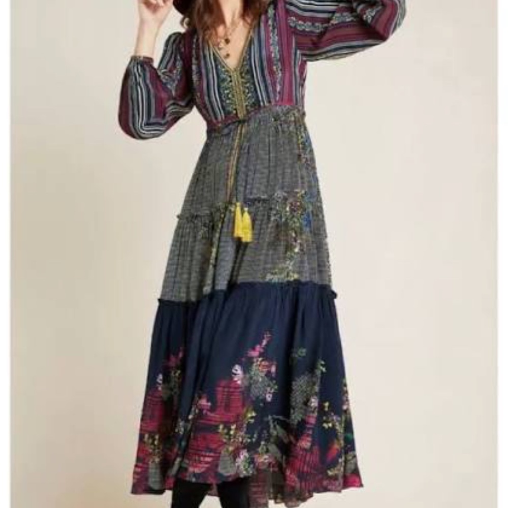 Anthropologie Bhanuni by Jyoti Tatiana Tiered Maxi Dress